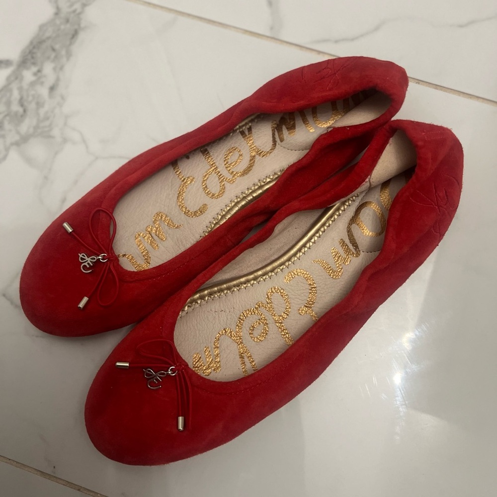 Sam Edelman Red Suede Flats with Bow